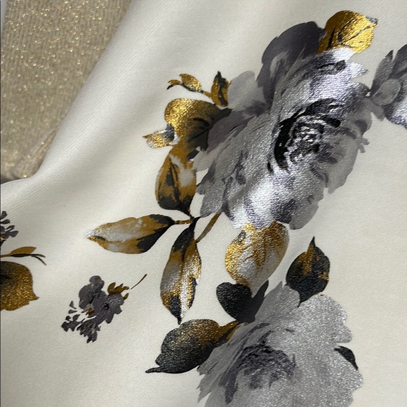 Elegant Floral Kids Dress with Gold Cardigan - Picture 3 of 8